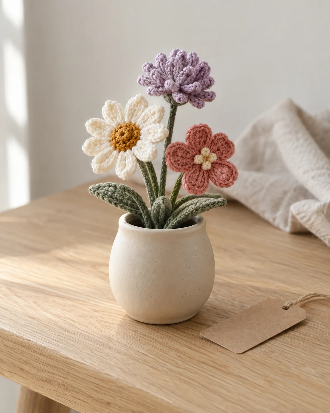 Potted crochet flower arrangement direction