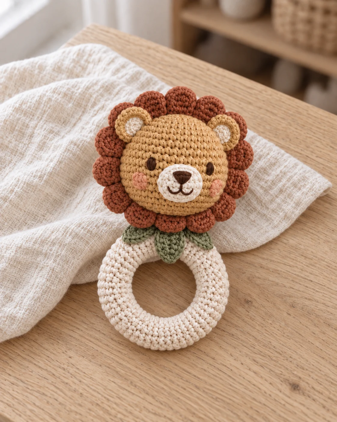Lion crochet ring rattle direction